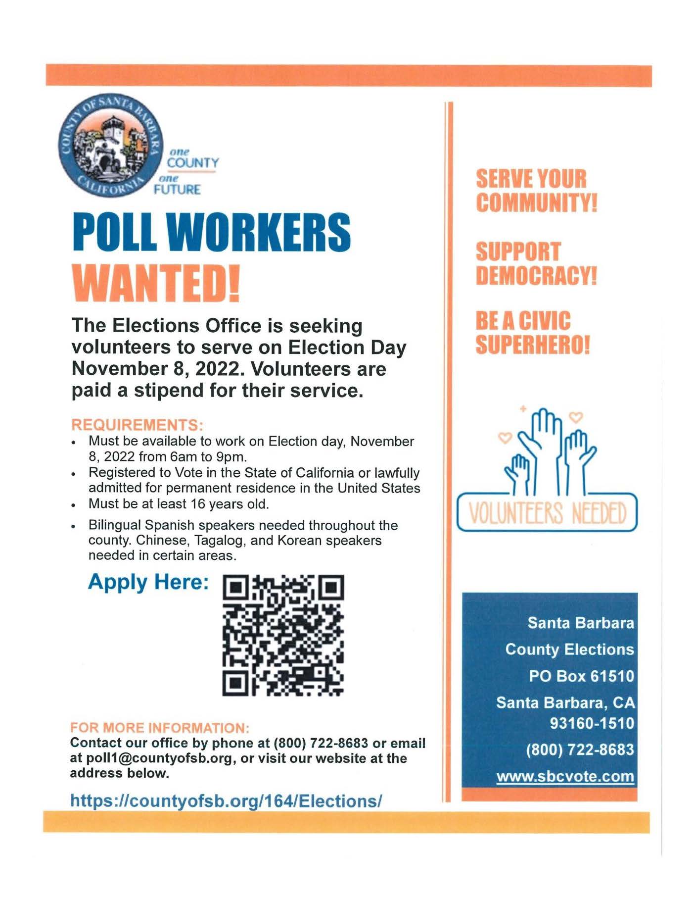 Poll Workers Wanted 